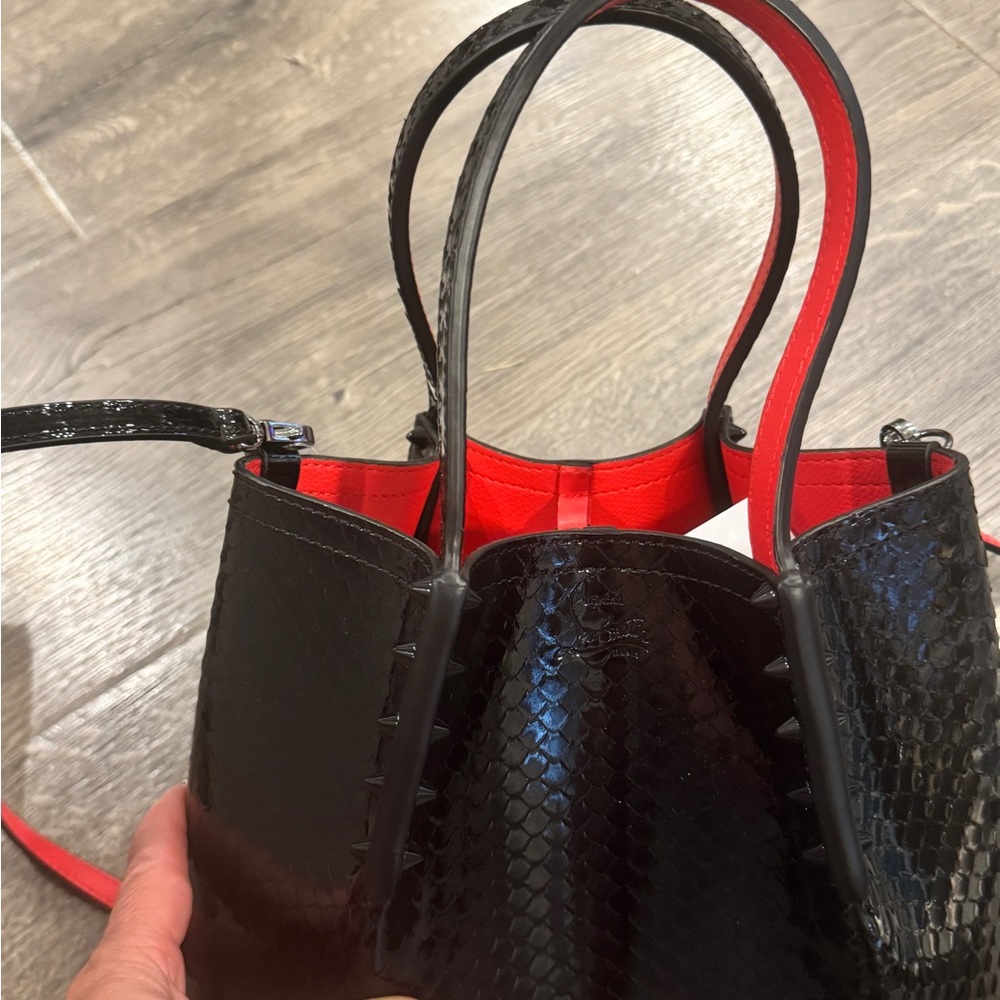 Christian Louboutin Black and Red Textured Tote